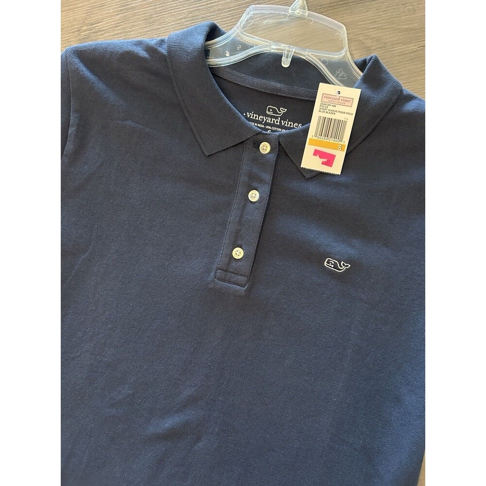 NEW! Vineyard Vines Polo Shirt Womens S Blue Whale Logo Casual Golf Preppy